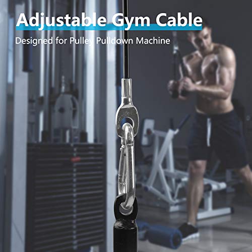 LFJ Cable de Acero para Fitness, Cuerda Gimnasio Alambre Resistente Poleas para Cables Máquina Accesorios Gym en Casa Equipo de Levantamiento de Pesas (1,5m con Bola de Gravedad)