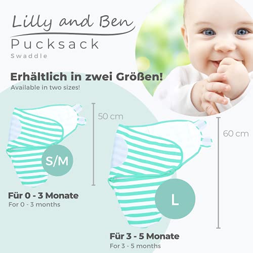 Lilly and Ben® Baby Swaddle Wrap Manta Envolvente - S/M o L - Saco-s De Dormir Bebe-s Recien Nacido-s Mantas Arrullo - Set 2