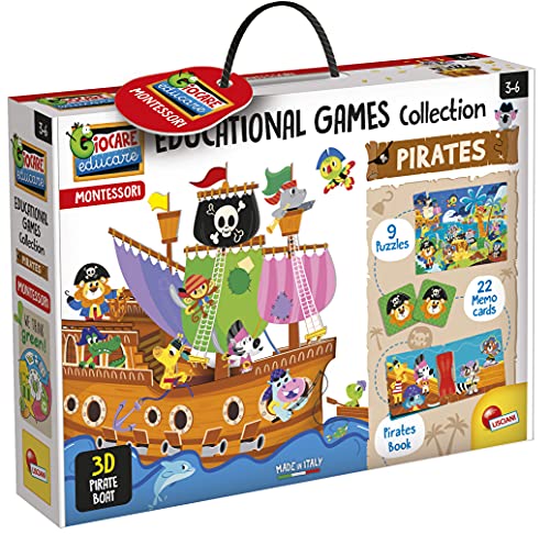 Lisciani - Montessori - Colección de juegos educativos El Barco Pirata - Juego educativo preescolar para niños a partir de 3 años (EX72743)