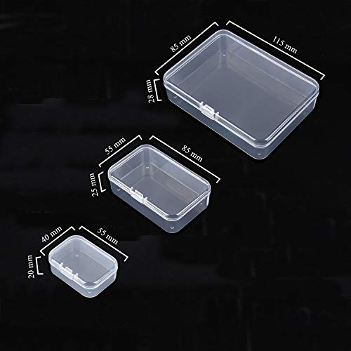 LJY 28 contenedores rectangulares vacíos de plástico con tapas para objetos pequeños y otros proyectos de manualidades (transparente)