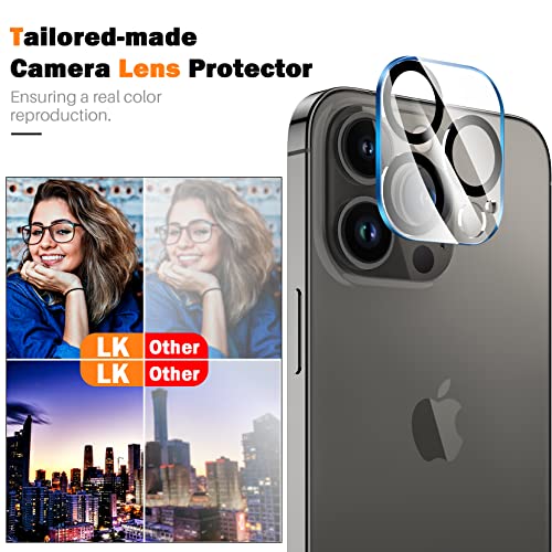 LK [3+3] Pack Protector de Pantalla Compatible con iPhone 13 Pro MAX 6.7 Pulgada,3 Pack Cristal Templado y 3 Pack Protector de Lente de Camara, Doble Proteccion, Kit de Instalacion Incluido