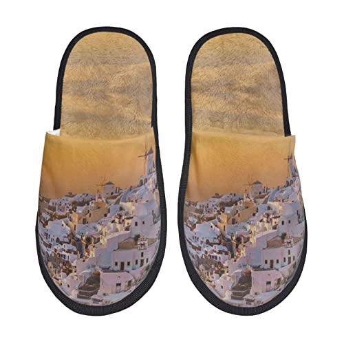 LKTBJEMFY Fantasy Santorini - Zapatillas de interior, cómodas y antideslizantes para mujeres, hombres, interiores y exteriores, ver imagen, Large