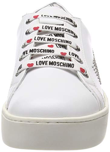 Love Moschino Scarpad.cassetta35, Zapatillas de Gimnasia Mujer, Blanco (Bianco 100), 37 EU