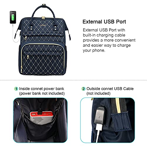 LOVEVOOK Mochila para mujer con compartimento para portátil de 15,6 pulgadas, mochila escolar para niña Teenager, mochila para ordenador portátil, impermeable, bolsillo con puerto de carga USB