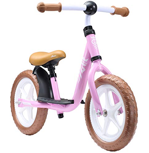 LÖWENRAD Bicicleta sin Pedales para niños y niñas a Partir de 3 - 4 año, Bici 12" Ligero (3KG) con sillín y manubrio Regulable, Rosa
