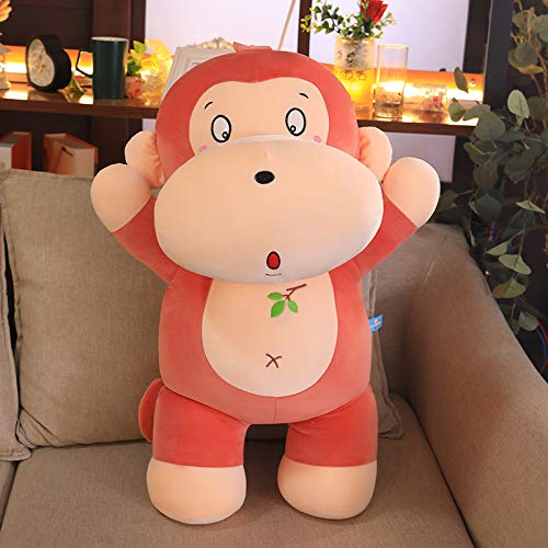 LSCRFC Lindo Mono de Hoja muñeco de Peluche Culo Rojo pequeño Mono de Peluche Suave Almohada para Dormir niña 60 cm Rosa