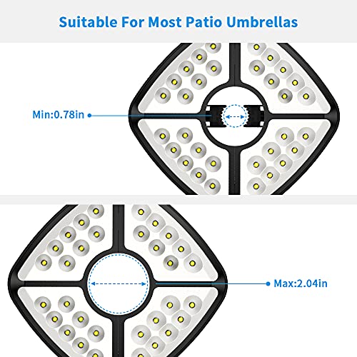 Luces para Sombrillas,32 LED USB Recargable Luces Sombrilla Exterior, 2 Modos de Iluminación, Luz Parasol de Patio Lampe Paraguas para Cámping,Sombrilla Playa, Jardín, Terraza y Patio