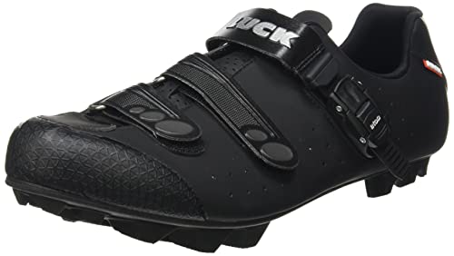 LUCK Zapatillas de Ciclismo MTB ODÍN con Suela de Carbono y Cierre milimétrico de precisión. (44 EU, Negro)