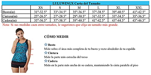 LULUWINGX Bañador Tankini para Mujer Traje de baño de atlética Corredor de Vuelta UPF 50 + Negro(XX-Large)
