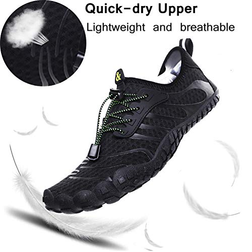 Lvptsh Zapatos de Agua para Hombre Zapatos de Playa Zapatillas Minimalistas de Barefoot Secado Rápido Calcetines de Piel Descalza Escarpines de Verano Deportes Acuáticos,Negro,EU44