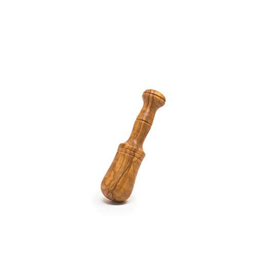 Mano de mortero de Madera de Olivo tamaño Mediano para allioli. Utensilio de Cocina para triturar Alimentos manualmente Fabricado artesanalmente en España (16 cm)