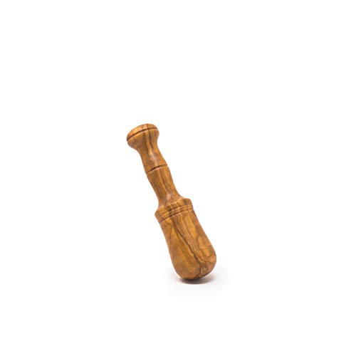 Mano de mortero de Madera de Olivo tamaño Mediano para allioli. Utensilio de Cocina para triturar Alimentos manualmente Fabricado artesanalmente en España (16 cm)