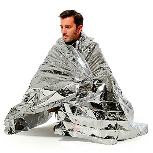 Manta de emergencia, 210 x 140 cm, manta de supervivencia reflectante al calor, manta térmica de rescate, color plateado, 5 paquetes