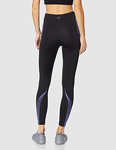 Marca Amazon - AURIQUE Bal181la18 - leggings deporte mujer Mujer, Negro (Black/Dahlia Purple), 38, Label:S