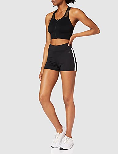 Marca Amazon - AURIQUE Shorts de Deporte con Banda Lateral Mujer, Negro (Black), 42, Label:L