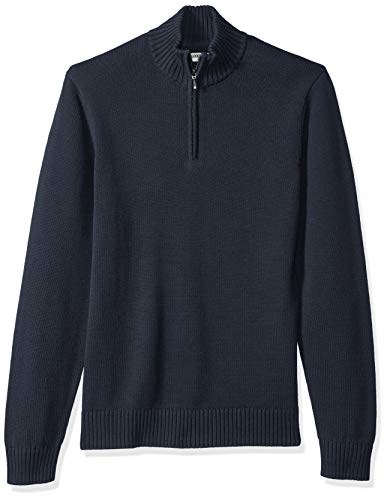 Marca Amazon – Goodthreads – Jersey de algodón suave con cremallera corta para hombre, Azul (solid navy Nav), US XL (EU XL-XXL)