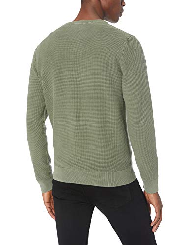 Marca Amazon – Goodthreads – Jersey de algodón suave térmico con cuello redondo de canalé para hombre, Verde (washed olive Wol), US S (EU S)