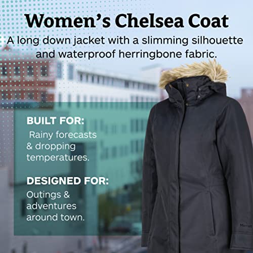 Marmot Chelsea Abrigo de plumón impermeable para mujer, relleno 700, Mujer, 76560, negro azabache, S
