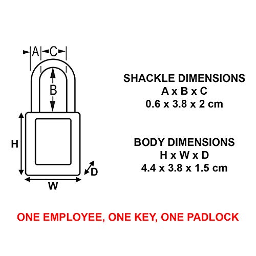 Master Lock 406RED Candado de consignación de termoplástico dieléctrico 406, Rojo, 9.8 cm x 6.6 cm x 3.2 cm