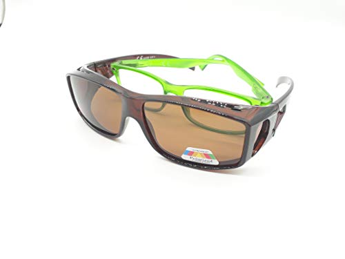 Matec Gafas de sol polarizadas marrón para personas con gafas, protección UV 400 CAT3 para él y para ella.