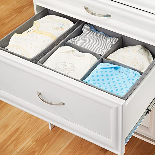 mDesign Juego de 5 cajas de almacenaje con dibujo de espiga para habitación infantil – Cestas de tela para bebé con múltiples compartimentos – Organizadores de cajones y armarios en tela – gris