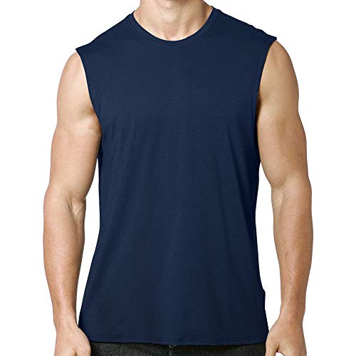MEETYOO Ttirantes Hombre, Camisetas sin Mangas Running Tank Top Gym para Fitness Deportes Vest, Azul, M