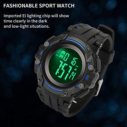 Mens Digital Watches Achort Mens Sports 5ATM Waterproof Watch with Alarm/Stopwatch/LED Back Light 48mm Large Dial Outdoor Electronic Military Casual Wrist Watches for Men Father as Birthday Gifts