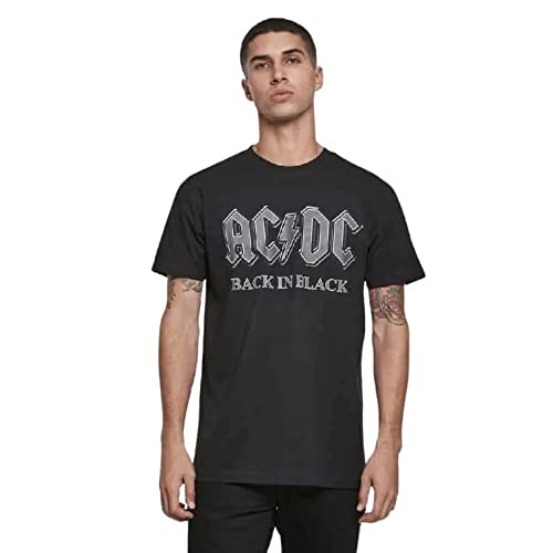 MERCHCODE ACDC Back In tee Camiseta, Negro (Black 00007), Large para Hombre