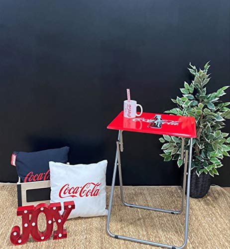 Mesa Plegable Coca Cola Rectangular Pequeña | Alto 66 x Ancho 38 x Fondo 48 cm | Mesa Auxiliar Ideal para Terraza, Balcón, Camping, Jardín (Botella)