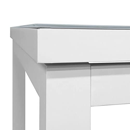 Meubletmoi - Mesa de comedor extensible de aluminio blanco y tablero de cristal templado para 10 comensales, 75 x 250 x 100 cm – Atlan