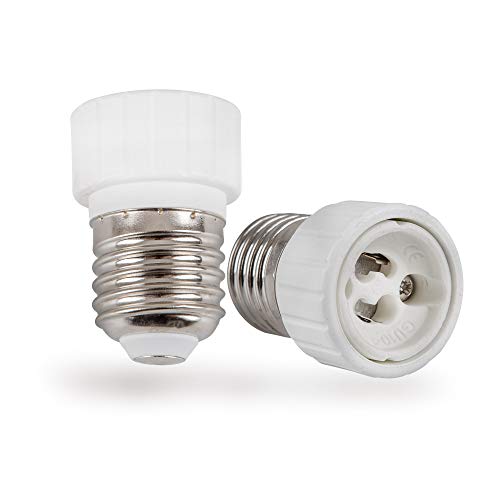 Mextronic Conversor de cerámica, 2 casquillos adaptador convertidor E27 a casquillo GU10, adaptador de lámpara para bombillas LED, lámparas halógenas, bombillas CFL