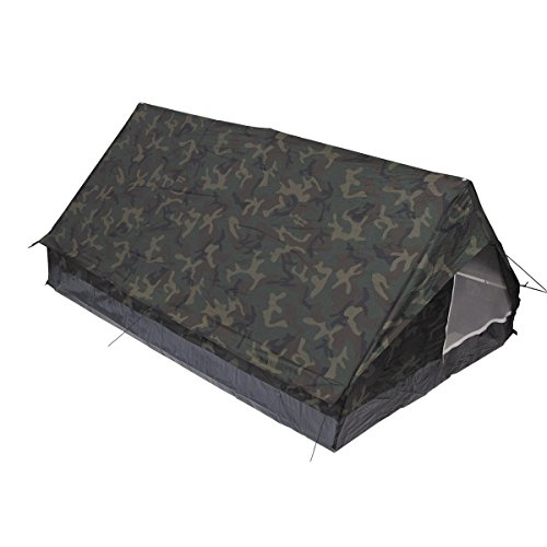 MFH Minipack BW - Tienda de campaña para 2 Personas Militar (mosquitera integrada) Multicolor Woodland Talla:213 x137 x 97 cm