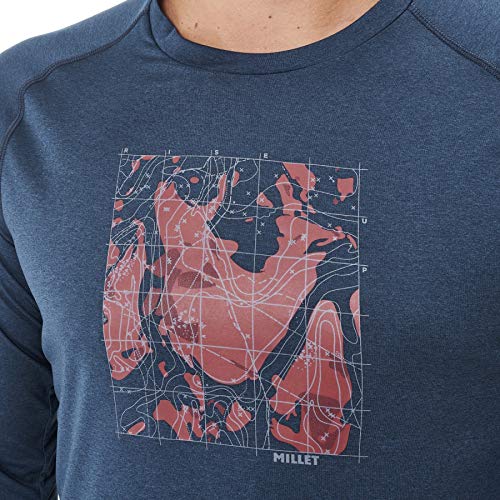 Millet - Track Finder TS LS M - Camiseta técnica para Hombre - Transpirable - Senderismo, Aproximación, Diario - Azul
