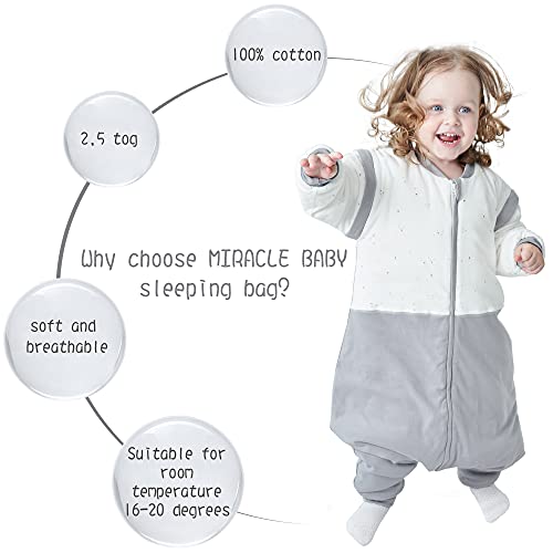 Miracle Baby Pijama de saco de dormir para bebé de invierno con pies de algodón bebé recién nacido niño niña