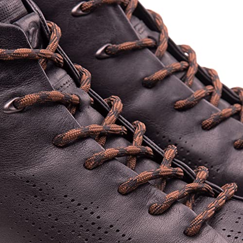 Miscly Cordones Redondos de Botas [3 Pares] Antideslizantes y con Forma Entrelazada, Cordones Resistentes Ideales para Botas, Botas de Trabajo y Zapatos de Senderismo (183cm, Marrón/Negro)