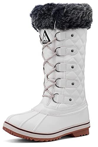Mishansha Botas de Invierno Mujer Moda Calentar Forrado Antideslizante Zapatos de Nieve Aire Libre Blanco 38
