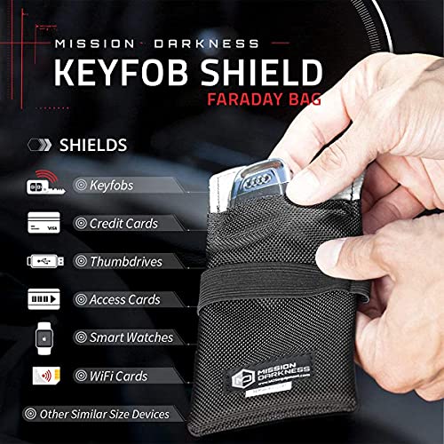 Mission Darkness Faraday Bag for Keyfobs (2 Pack) - RF Shielding Protective Case for Smart Always On Keys Fobs Transmitters Small Electronics Vehicle Security Anti-Hacking Block Signal Relay