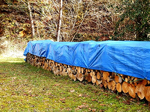 Mivos Lona impermeable de 4 x 5 m, color azul, polipropileno y polietileno, 60 g/m², con ojales de aluminio/lona protectora resistente al moho, para coche, muebles de jardín, barco, madera