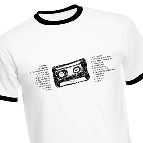Mixtape - Camiseta de arte pop con texto en inglés "Don't Look Back in Anger Blanco blanco X-Large