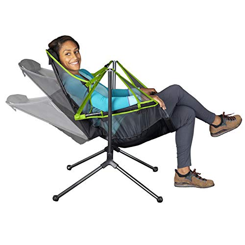 Moaly Silla plegable para camping, reclinable, relajación, balanceo cómodo, asiento trasero inclinado para exteriores