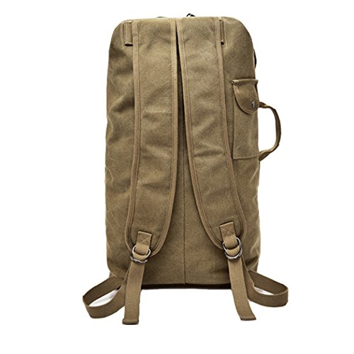 Mochila de lona de moda para hombre, bolsa de hombro, bolsa de viaje, bolsa de mano para equipaje, caqui, Large