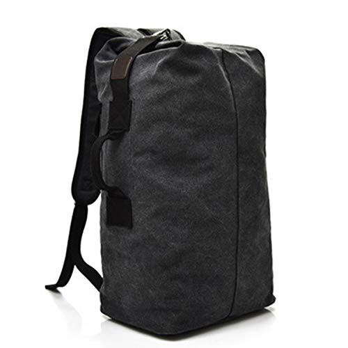 Mochila de lona de moda para hombre, bolsa de hombro, bolsa de viaje, bolsa de mano para equipaje, negro, Large