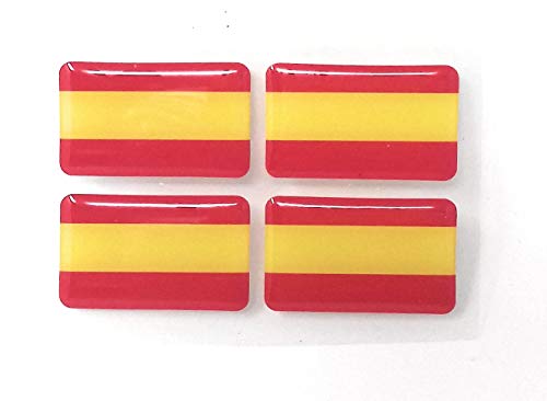 MoICar Bandera de España Sin Escudo 4 Pegatinas Adhesivo 3D Relieve Resina Ref:2357