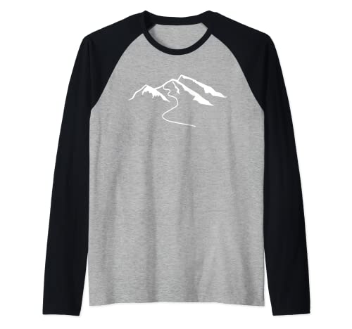 Montañas con nieve Camiseta Manga Raglan