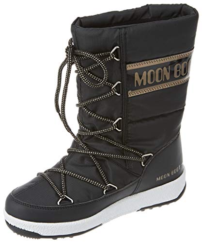 Moon-boot Jr G.Quilted WP, Botas de Nieve Niñas, Black/Copper, 34 EU