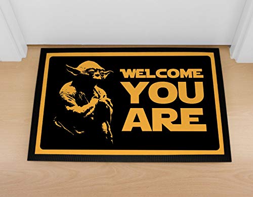 MoonWorks® Felpudo con texto "Welcome You Are Film Science Fiction Parodie Antideslizante & Lavable Negro 60 x 40 cm