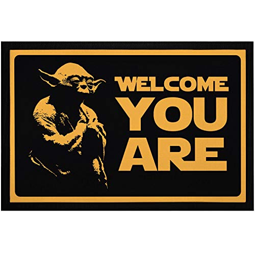 MoonWorks® Felpudo con texto "Welcome You Are Film Science Fiction Parodie Antideslizante & Lavable Negro 60 x 40 cm