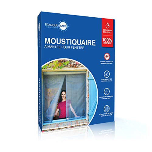 Mosquitera ajustable magnética tranquilisafe® para ventana estándar y sobre medida - Pantalla antimosquitos y anti moscas - Mosquitera automática (ANCHO 120/136 - ALTURA 115/123) …