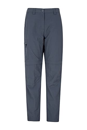 Mountain Warehouse Explorer pantalón convertible mujer - Pantalones de protección UV, parte de abajo de secado rápido, multibolsillos - Para viajar, senderismo, camping Gris oscuro 34