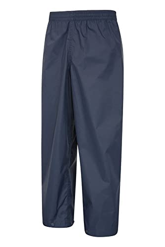 Mountain Warehouse Protectores Impermeables para niños Pakka - Pantalón con Costuras Selladas - Tobillo Ajustable - Pantalones Plegables para Lluvia - para la Escuela Azul Marino 7-8 Años